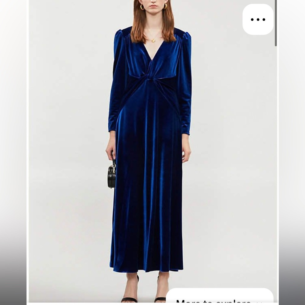 Self-Portrait Royal Blue Velvet Twist-Front Maxi Dress